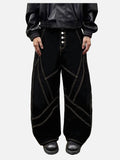 DAXUEN Black wide-leg baggy jeans with contrasting stitching