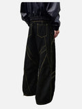DAXUEN Black wide-leg baggy jeans with contrasting stitching