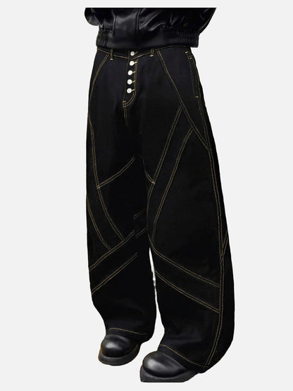 DAXUEN Black wide-leg baggy jeans with contrasting stitching