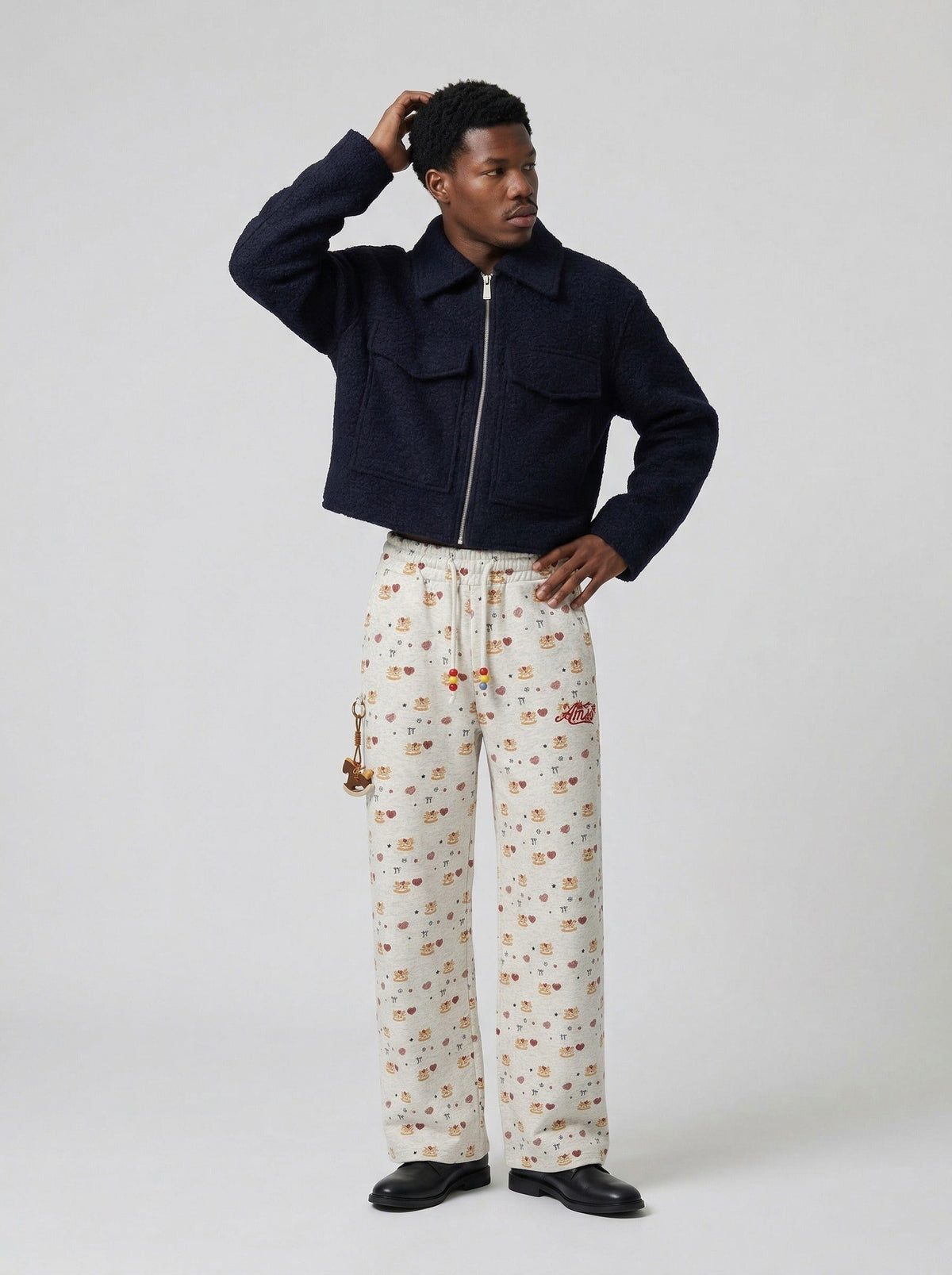 DAXUEN Women's wide leg lounge pants with cartoon print — model photo