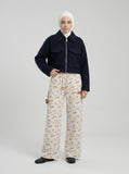 DAXUEN Women's wide leg lounge pants with cartoon print — model photo