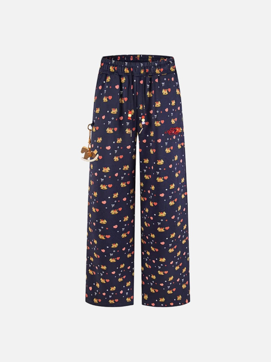 DAXUEN Women's wide leg lounge pants with cartoon print