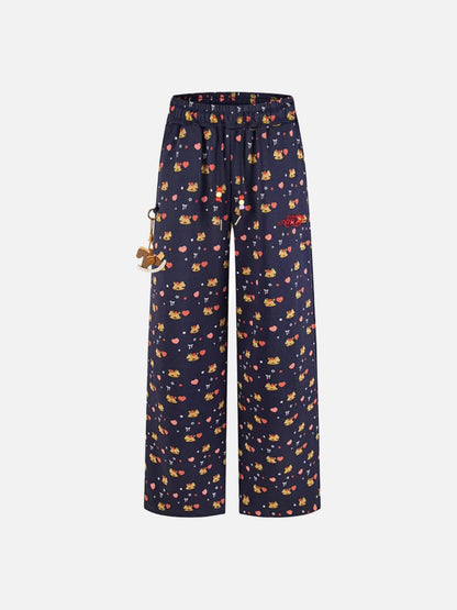 DAXUEN Women's wide leg lounge pants with cartoon print