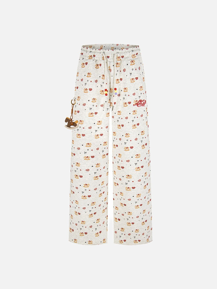 DAXUEN Women's wide leg lounge pants with cartoon print