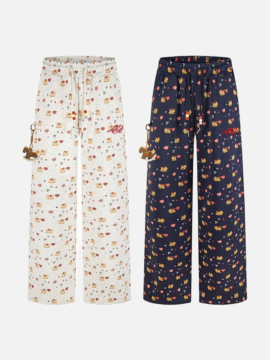 DAXUEN Women's wide leg lounge pants with cartoon print