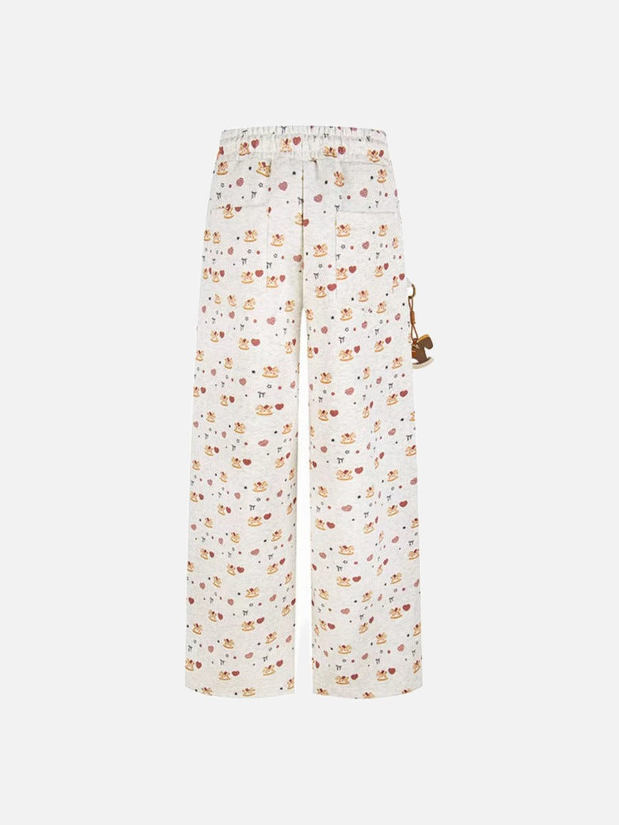 DAXUEN Women's wide leg lounge pants with cartoon print
