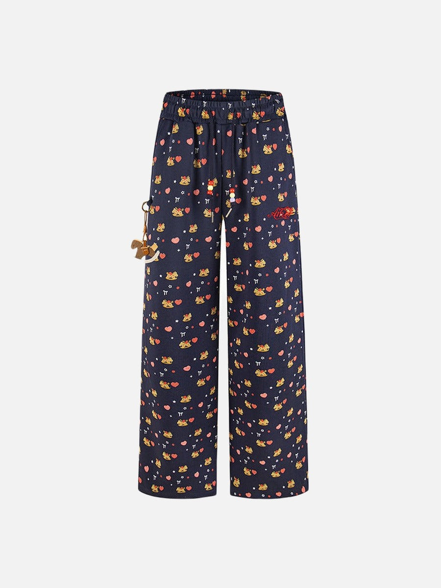 DAXUEN Women's wide leg lounge pants with cartoon print