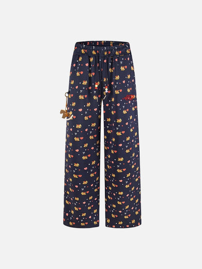 DAXUEN Women's wide leg lounge pants with cartoon print
