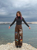 DAXUEN Retro Cartoon Wide-Leg Pants | DAXUEN — model photo