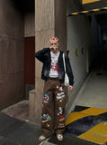 DAXUEN Retro Cartoon Wide-Leg Pants | DAXUEN — model photo