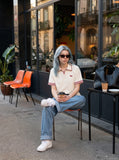 DAXUEN Short-sleeved polo shirt with checkered details — model photo