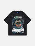 DAXUEN Loose-fitting black and white graphic t-shirt