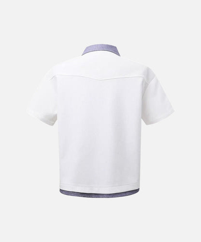 DAXUEN Retro color-block button-down shirt with short sleeves