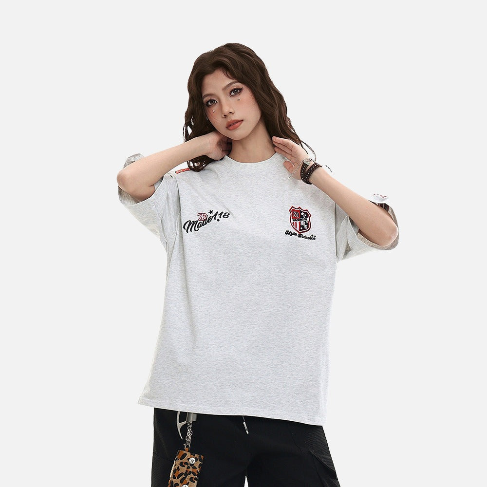 DAXUEN Oversized short-sleeved embroidered T-shirt