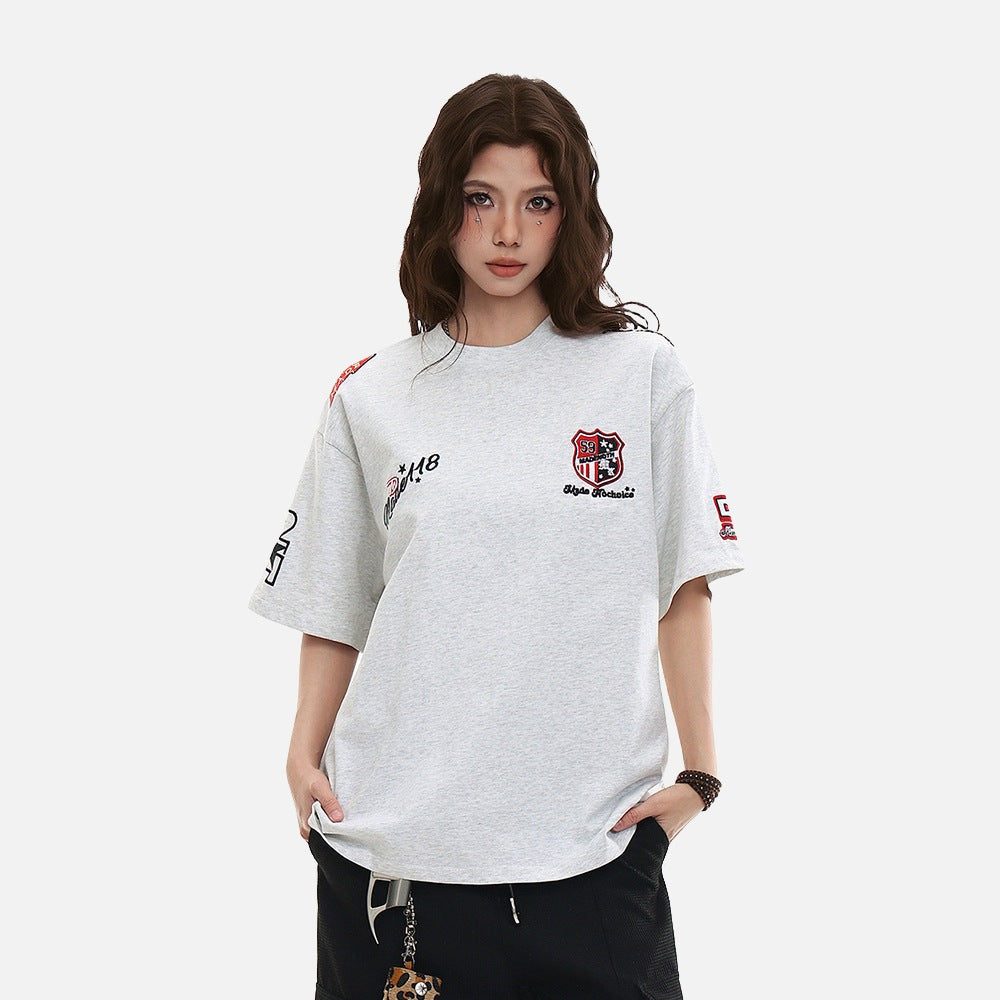 DAXUEN Oversized short-sleeved embroidered T-shirt