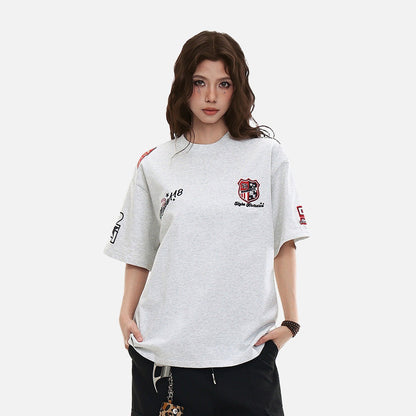 DAXUEN Oversized short-sleeved embroidered T-shirt