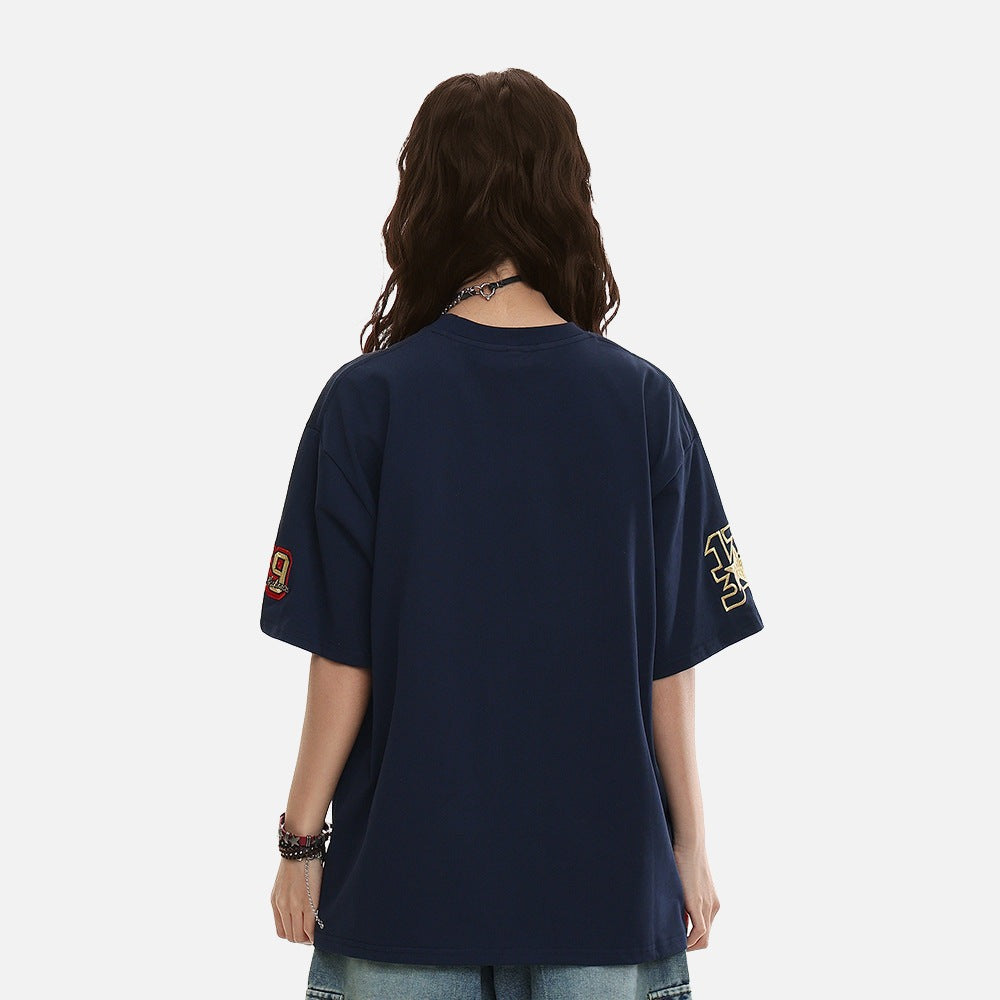 DAXUEN Oversized short-sleeved embroidered T-shirt