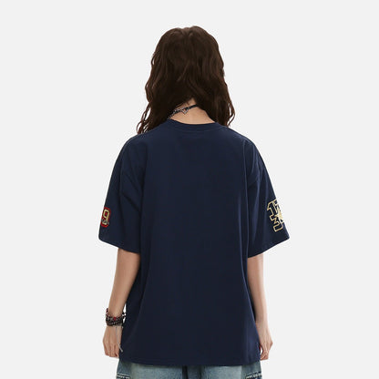 DAXUEN Oversized short-sleeved embroidered T-shirt