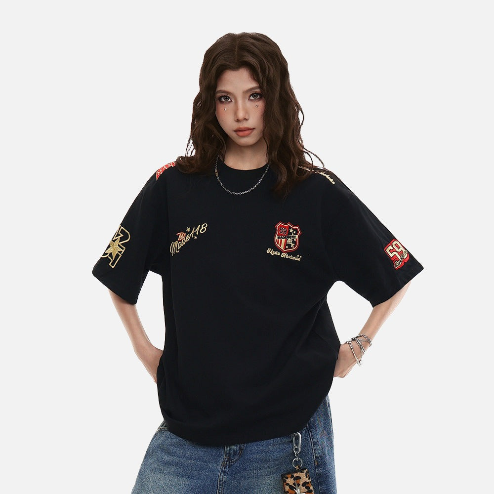 DAXUEN Oversized short-sleeved embroidered T-shirt