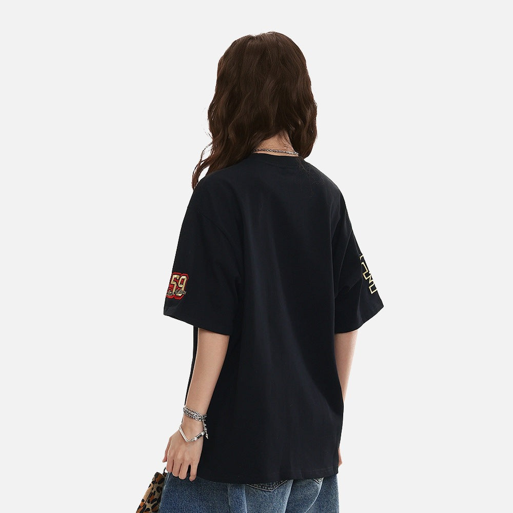 DAXUEN Oversized short-sleeved embroidered T-shirt