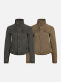 DAXUEN Fitted cropped jacket with stand-up collar
