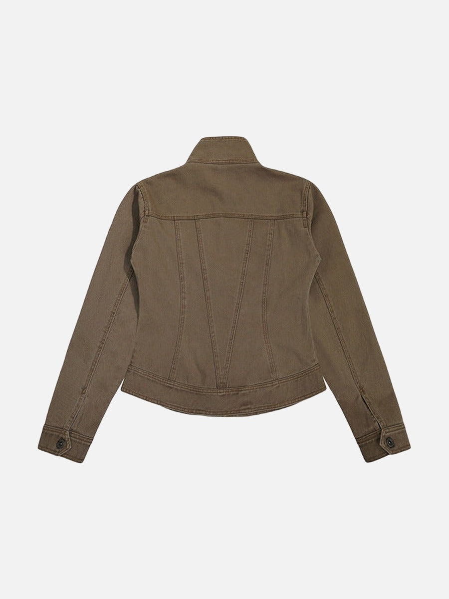 DAXUEN Fitted cropped jacket with stand-up collar