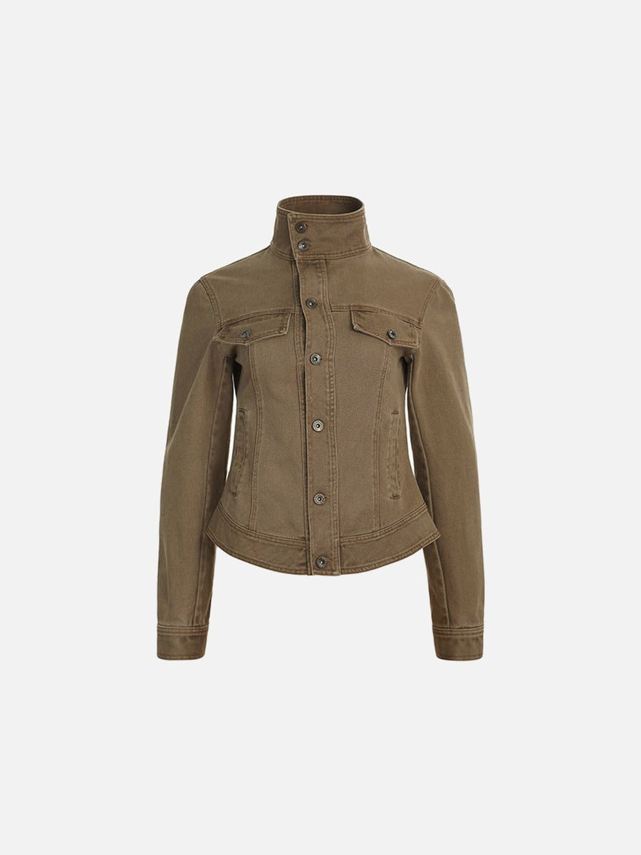 DAXUEN Fitted cropped jacket with stand-up collar