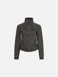 DAXUEN Fitted cropped jacket with stand-up collar