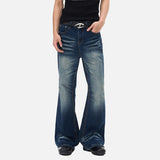 DAXUEN Men's dark blue flare cut jeans with distressed effects