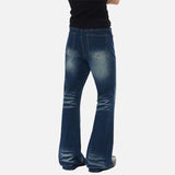 DAXUEN Men's dark blue flare cut jeans with distressed effects