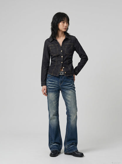 DAXUEN retro-flare-cut-jeans-mens — model photo