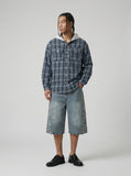 DAXUEN High-waisted wide-leg denim culottes with floral embroidery — model photo