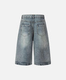 DAXUEN High-waisted wide-leg denim culottes with floral embroidery