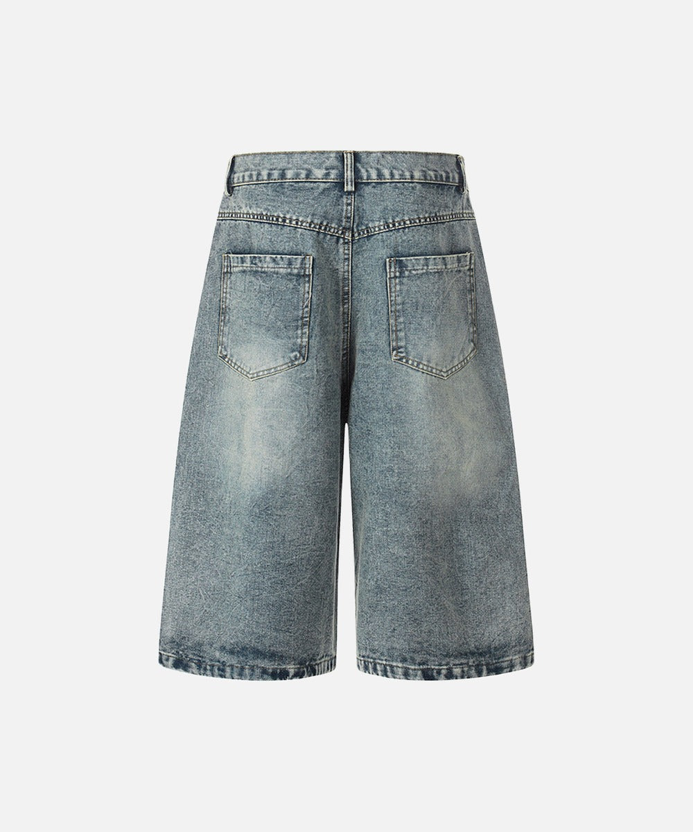 DAXUEN High-waisted wide-leg denim culottes with floral embroidery