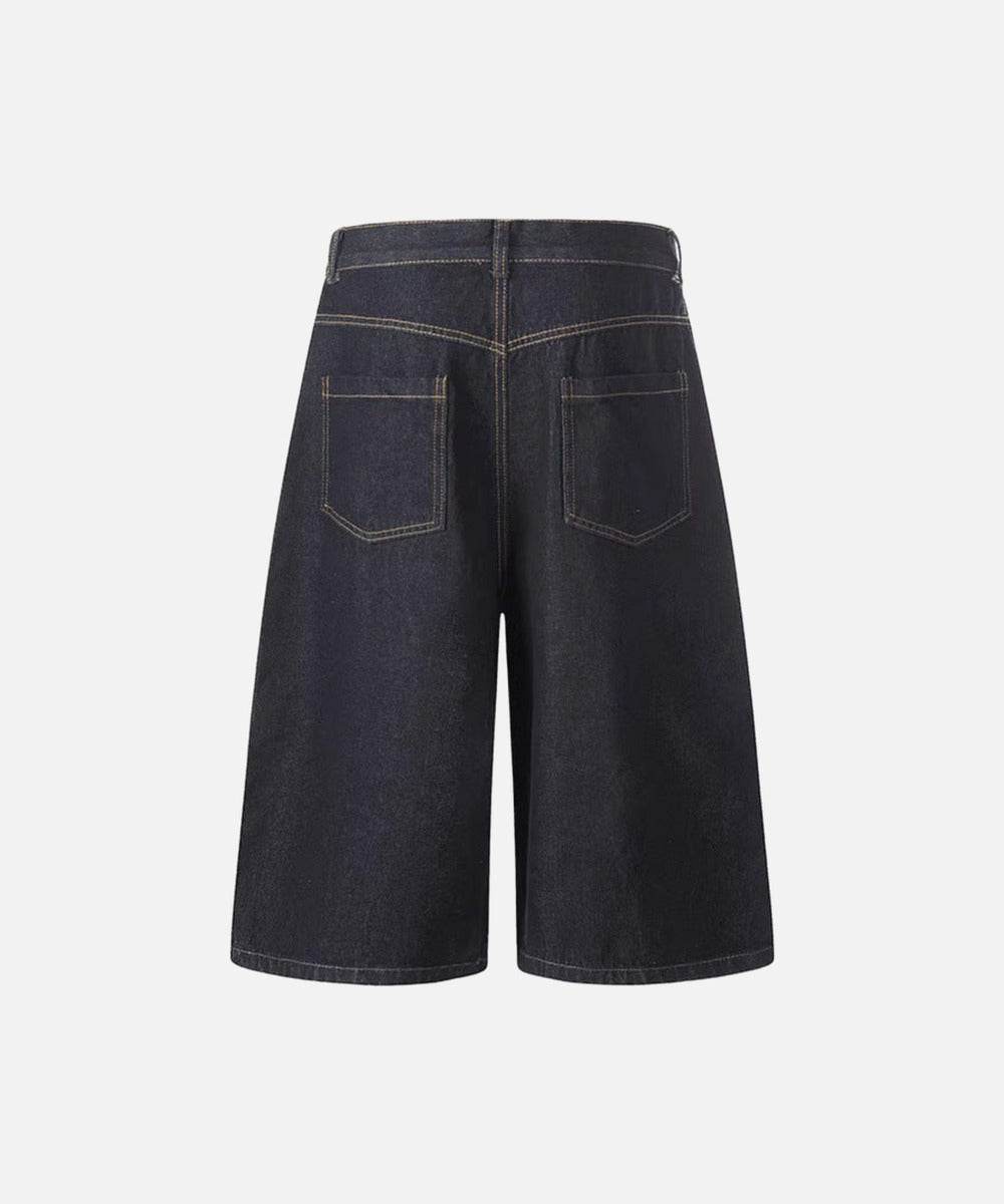 DAXUEN Pair of high-waisted, wide-leg denim culotte shorts