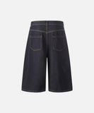 DAXUEN Pair of high-waisted, wide-leg denim culotte shorts