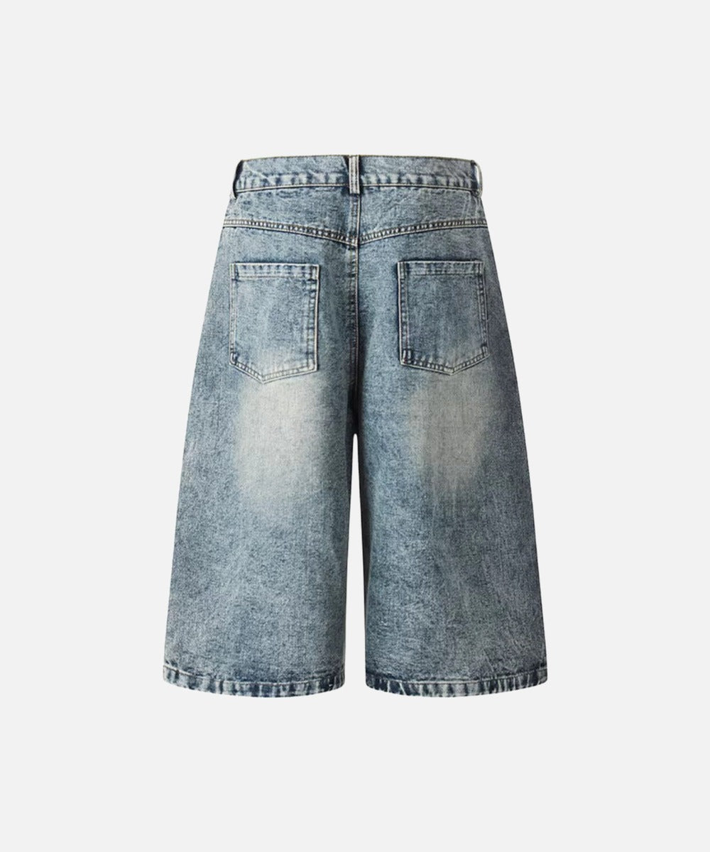 DAXUEN Pair of high-waisted, wide-leg denim culotte shorts