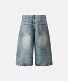 DAXUEN Pair of high-waisted, wide-leg denim culotte shorts