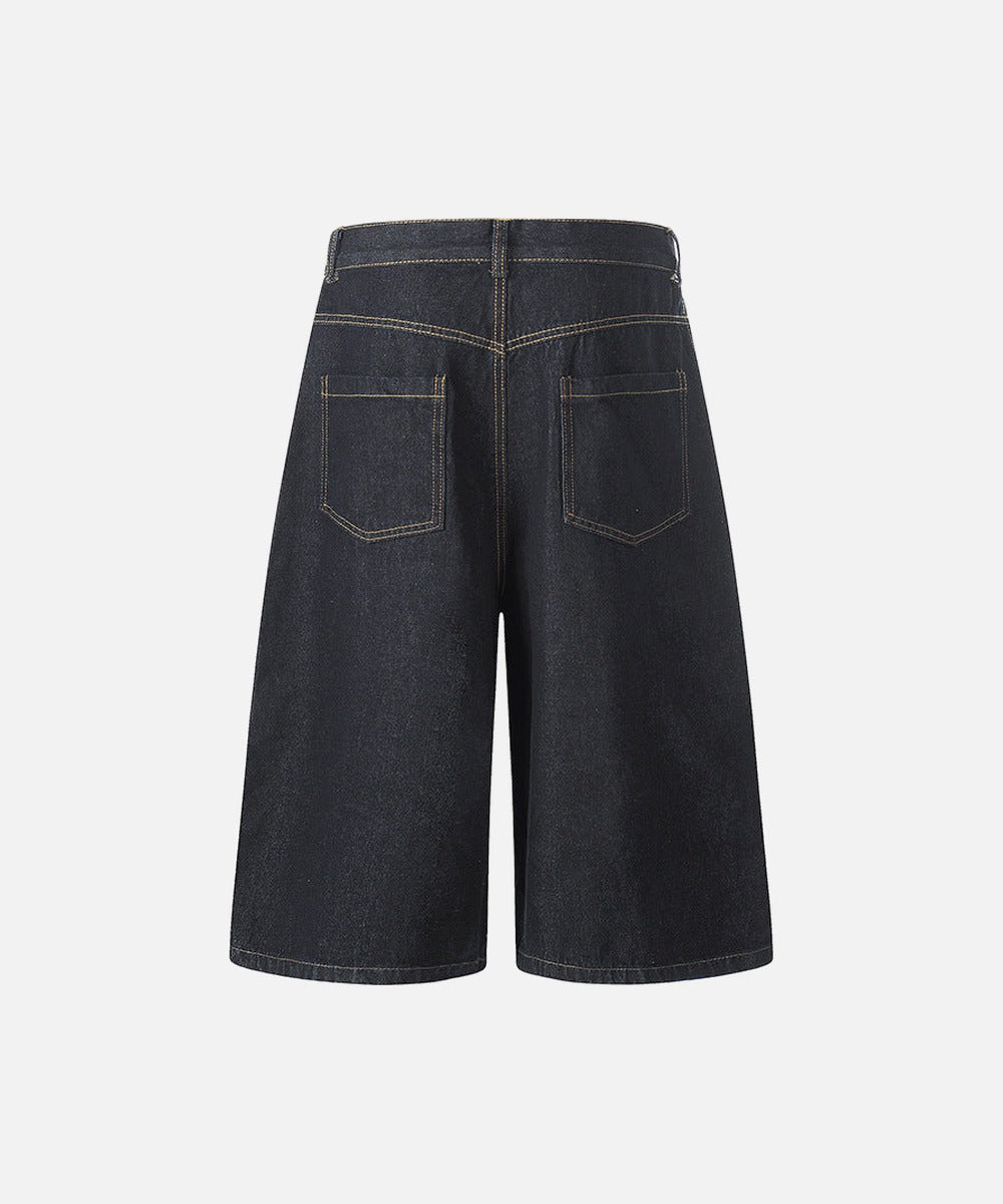 DAXUEN Pair of high-waisted, wide-leg denim culotte shorts