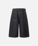 DAXUEN Pair of high-waisted, wide-leg denim culotte shorts