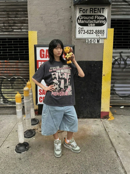 DAXUEN Short-sleeved crew neck graphic T-shirt — model photo
