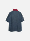 DAXUEN Relaxed-fit short-sleeved denim polo shirt