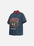 DAXUEN Relaxed-fit short-sleeved denim polo shirt