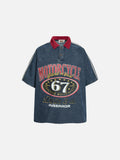DAXUEN Relaxed-fit short-sleeved denim polo shirt