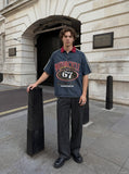 DAXUEN Relaxed-fit short-sleeved denim polo shirt — model photo