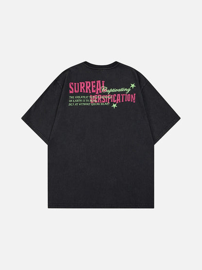 DAXUEN Retro graphic oversized T-shirt with multi-layered print