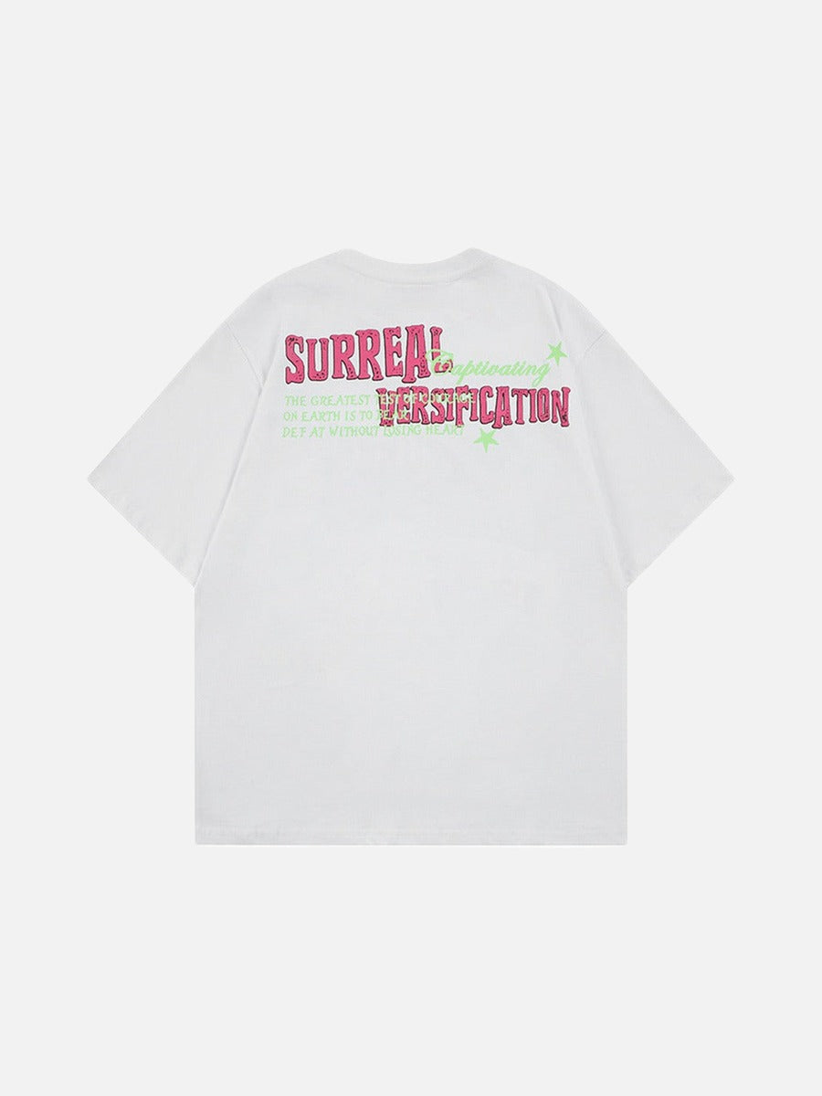 DAXUEN Retro graphic oversized T-shirt with multi-layered print