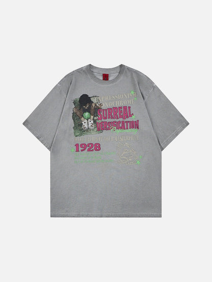 DAXUEN Retro graphic oversized T-shirt with multi-layered print