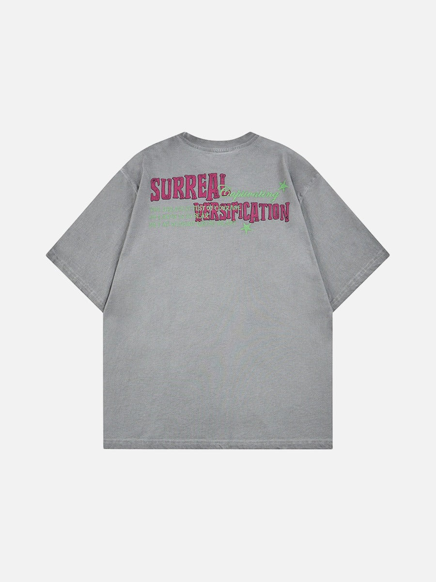 DAXUEN Retro graphic oversized T-shirt with multi-layered print