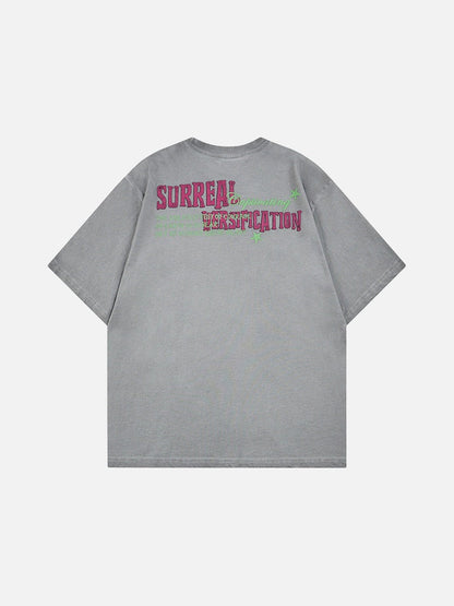 DAXUEN Retro graphic oversized T-shirt with multi-layered print
